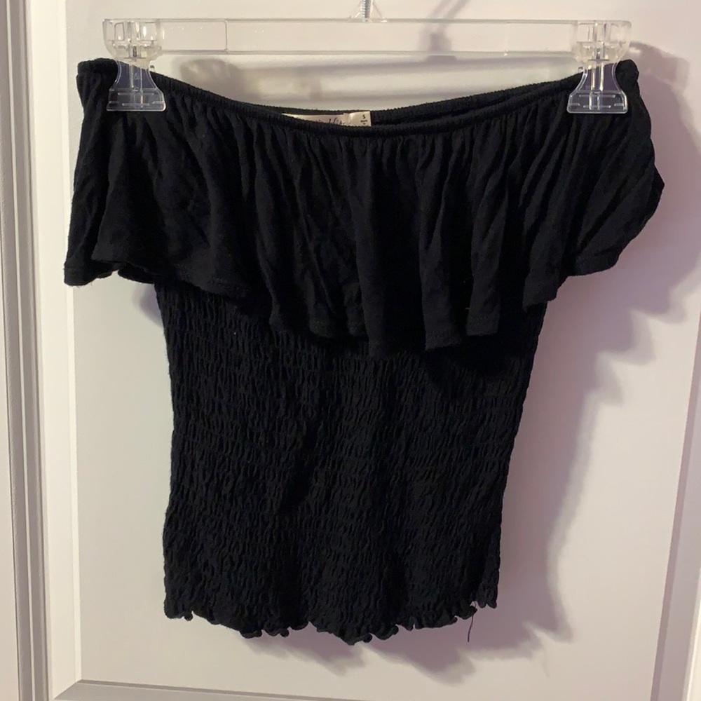 Black strapless top
